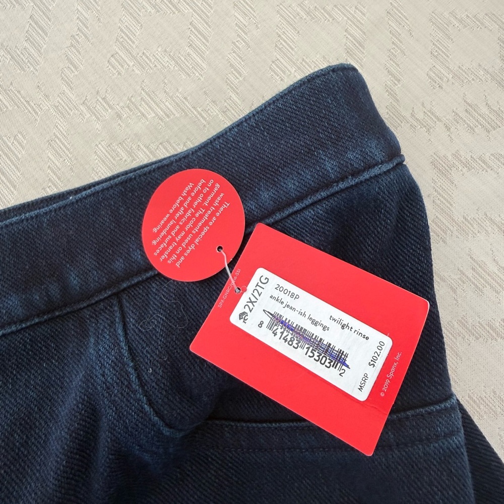 New SPANX Jean-ish Ankle Denim Leggings 20018P Dark Blue Twilight Rinse Size 2X - Picture 3 of 8